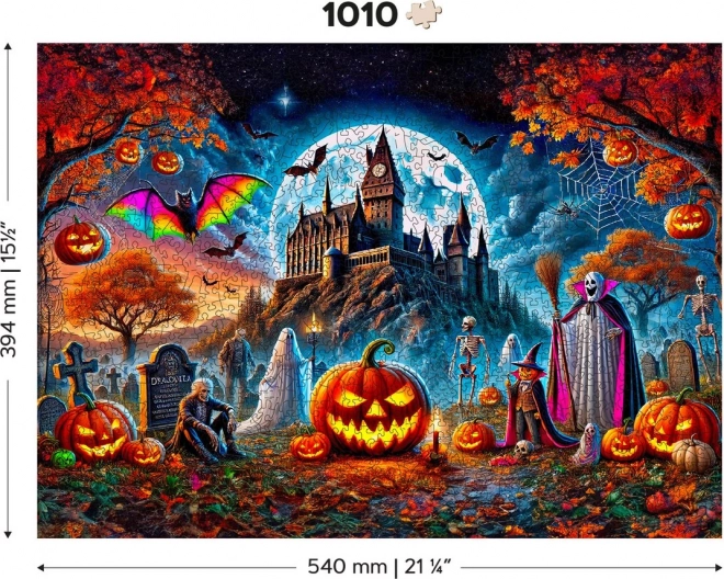 Drevené puzzle Halloween tekvica