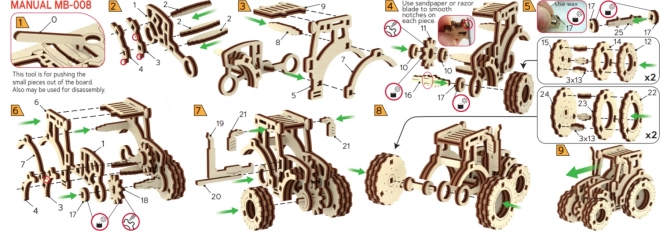 Drevené puzzle 3D - model traktor Fendt 210