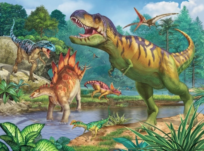 Ravensburger Puzzle Pravěký Svet Dinosaurov XXL 100 Dielikov a Omalovánky