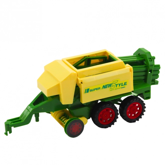Sada traktor s prívesom a lisom na seno
