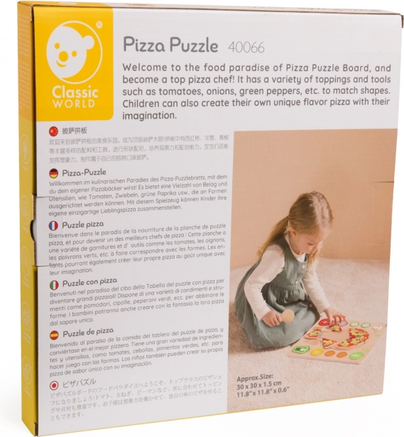 CLASSIC WORLD Drevená pizza na krájanie, puzzle 22 dielov