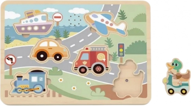 Tooky Toy drevené interaktívne puzzle vozidlá