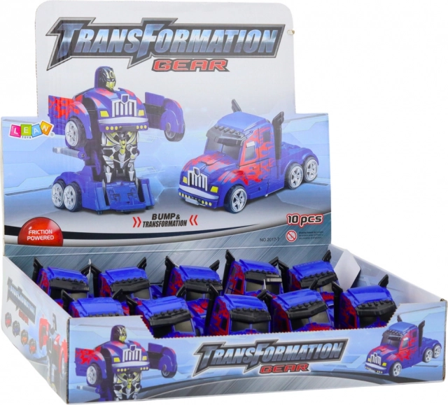 Nákladné auto robot 2v1 modrý s pohonom