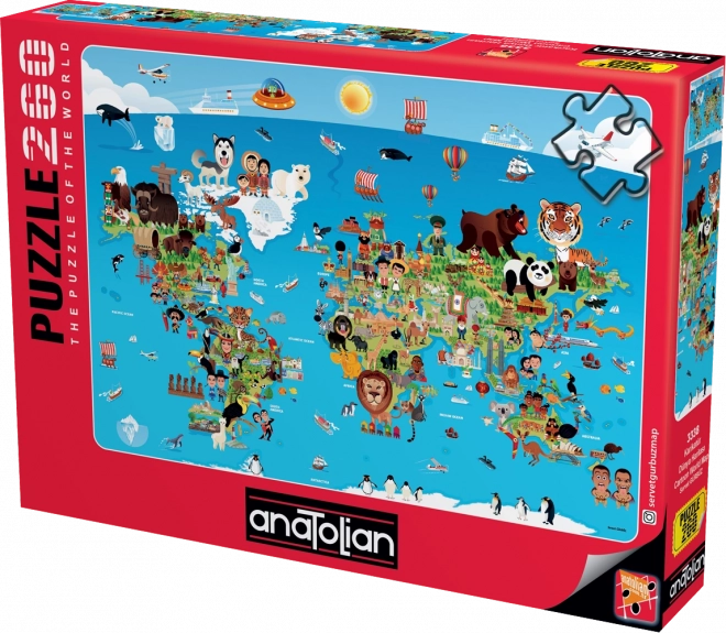 Anatolian Puzzle Kreslená Mapa Sveta 260 Dielikov