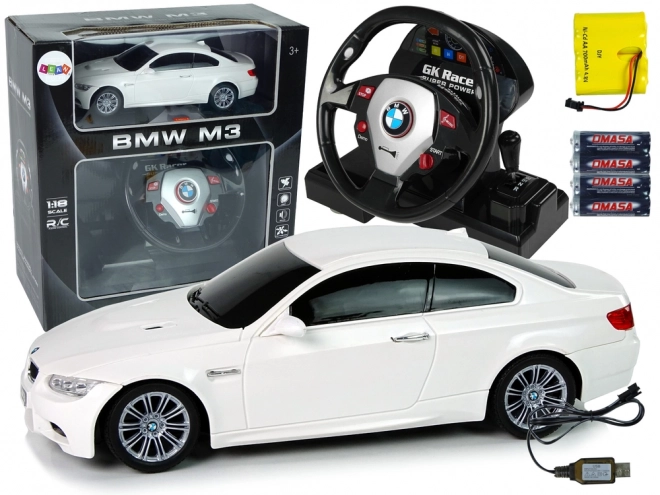 Zábavná zátvorka auto na diaľkové ovládanie biele BMW M3