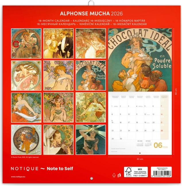Poznámkový kalendár Alfons Mucha 2026