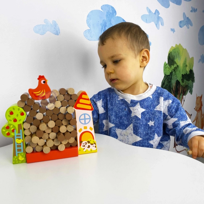 Tooky Toy Drevená Hra Spadni Kura Farma