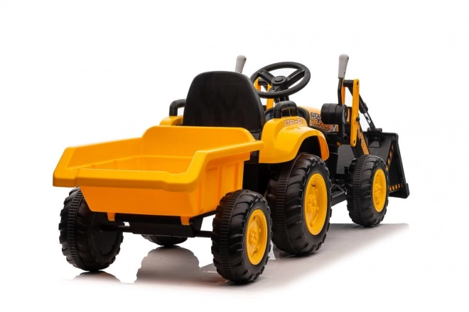 Traktor na akumulátor s lyžicou žltý