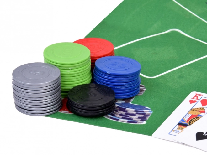 Karetná hra set 2v1 Poker a Blackjack so žetónmi, kartami a doskou