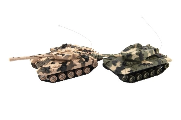 Tank RC 2ks 25cm bojový tank+ko. balenie 27MHZ a 40MHz kamufláž so zvukom so svetlom v kr. 50x20x23cm