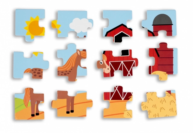 Drevené puzzle - život na dedine
