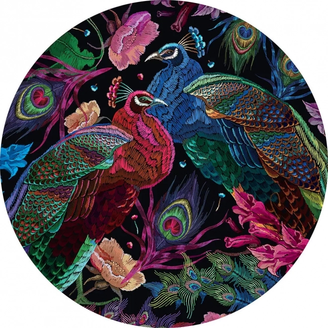 Okrúhle puzzle Tajná záhrada: Pár pávov 500 dielikov