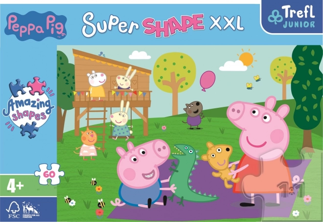 Puzzle Super Shape XXL Peppa Pig: Hranie s bráškom 60 dielikov