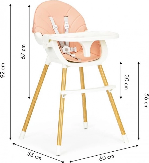 Ecotoys Jedálenská Stolička 2v1 Ružová