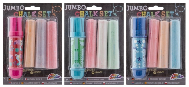 Chodníkové kriedy Jumbo s držiakom - 3 ks