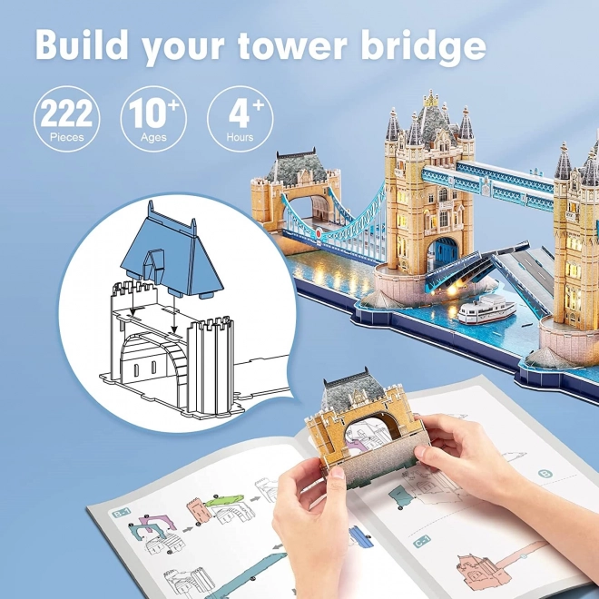 3D puzzle Tower Bridge s LED osvetlením