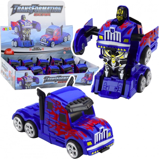 Nákladné auto robot 2v1 modrý s pohonom