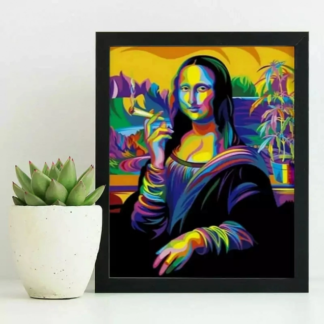 Súprava na maľovanie diamantov - dúhová Mona Lisa s cigarou