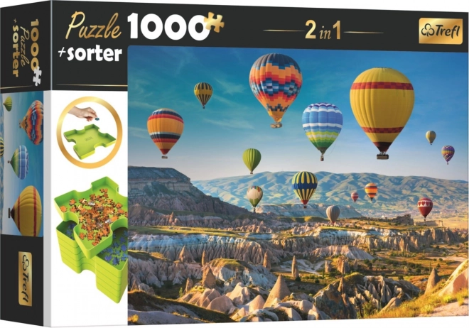 Trefl puzzle s triedičom 2v1 balónmi nad Kapadóciou 1000 dielikov