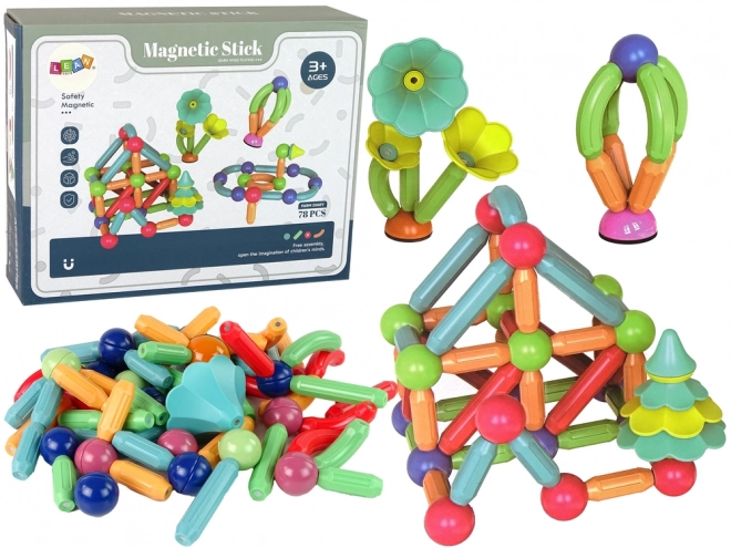 Magnetické konštrukčné plastové kocky 78 dielov