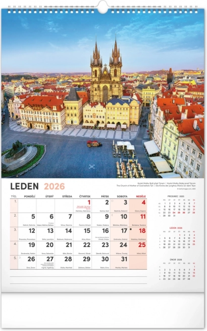 Nástenný kalendár Praha 2026