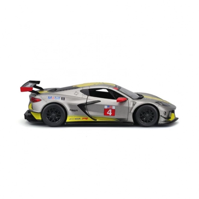 Kovový model auta Bburago 2020 Chevrolet Corvette C8R #3 v žltej farbe