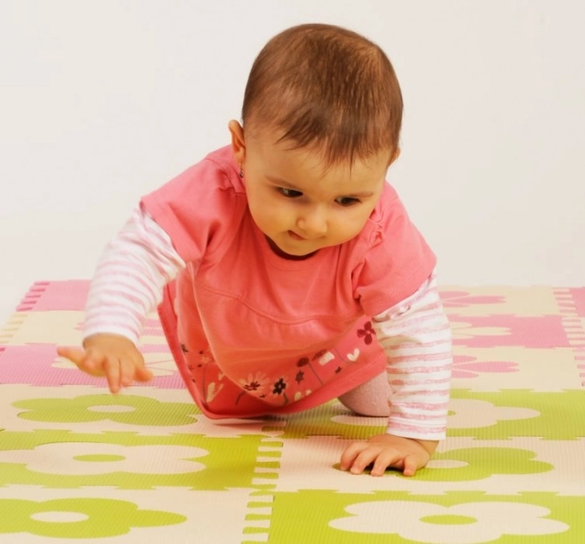 Penové baby puzzle zelené kytičky