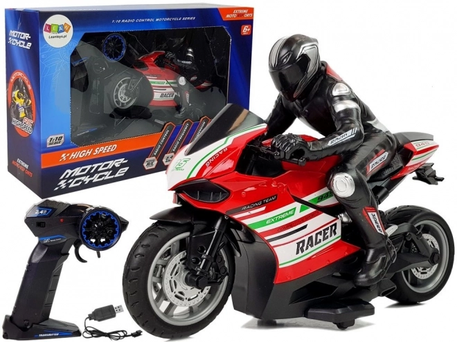 Závodná motorka na diaľkové ovládanie červená