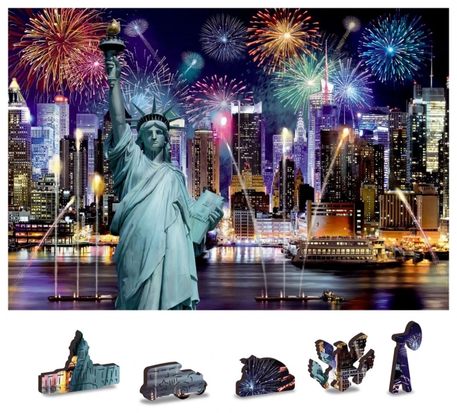 Drevené puzzle Nočná New York 2v1