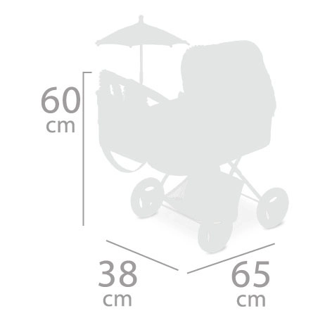 DeCuevas 85046 Skladací kočík pre bábiky s dáždnikom a príslušenstvom NIZA 2022 - 60 cm