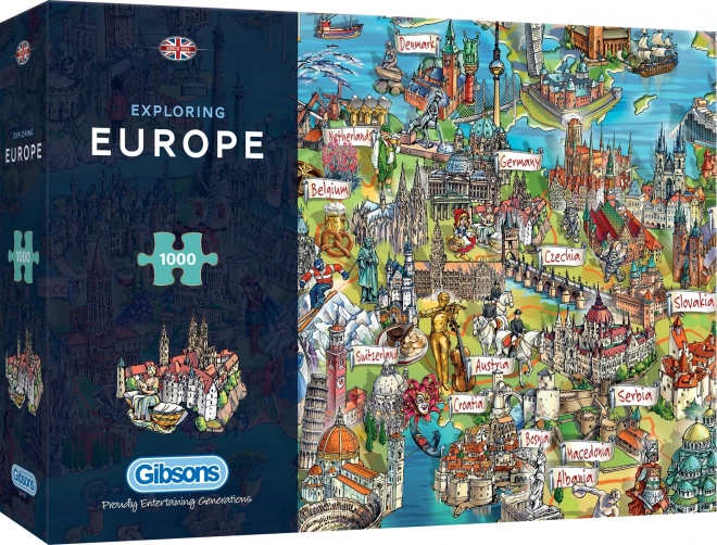 Puzzle Putovanie po Európe 1000 dielikov