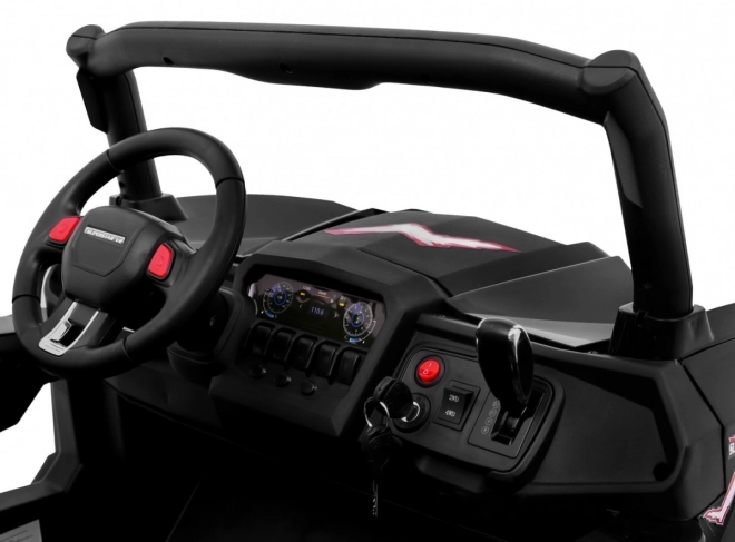 Detský kočík SuperStar čierny + pohon 4x4 + diaľkové ovládanie + úložný priestor + MP3 LED + zámok dverí