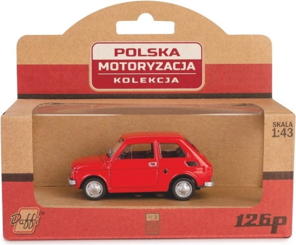 kovový model auta fiat 126p – červený 1:43