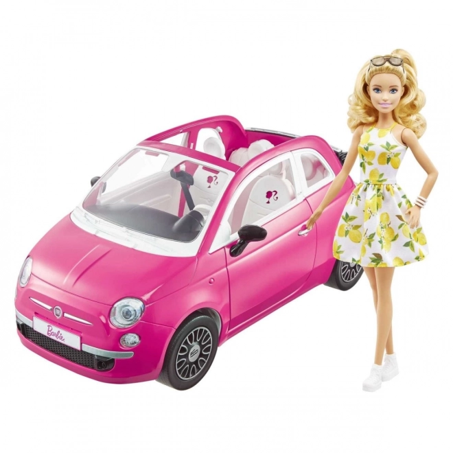 Barbie bábika s Fiat 500 kabrioletom