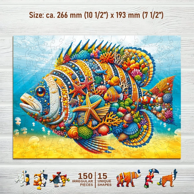 Drevené puzzle Módna ryba 150 dielikov