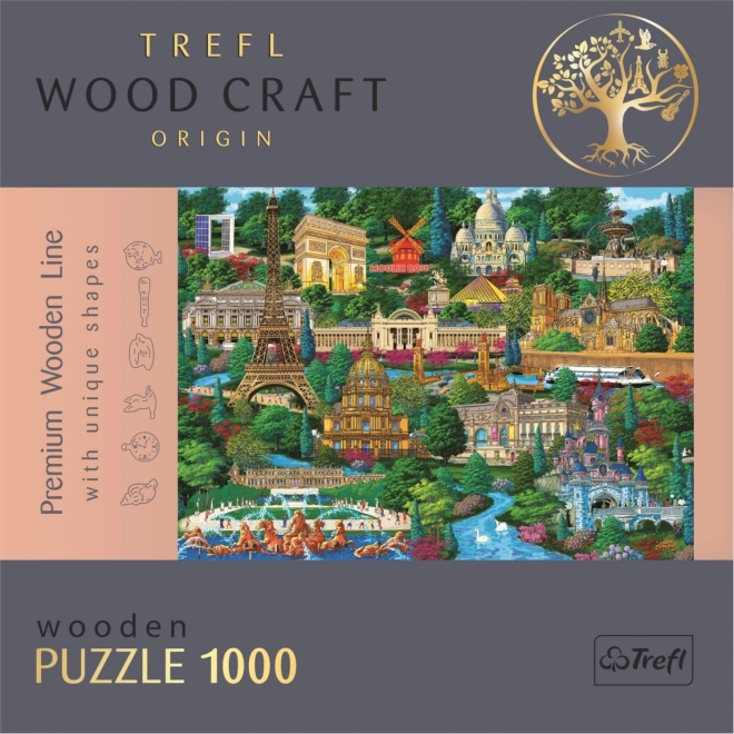 Drevené obojstranné puzzle Slávne miesta Francúzska 1000 dielikov