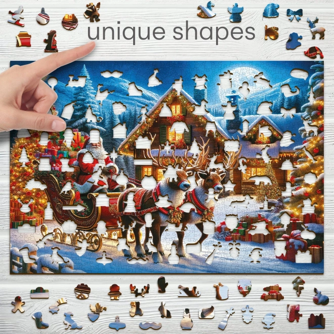 Drevené puzzle Santa Claus prichádza