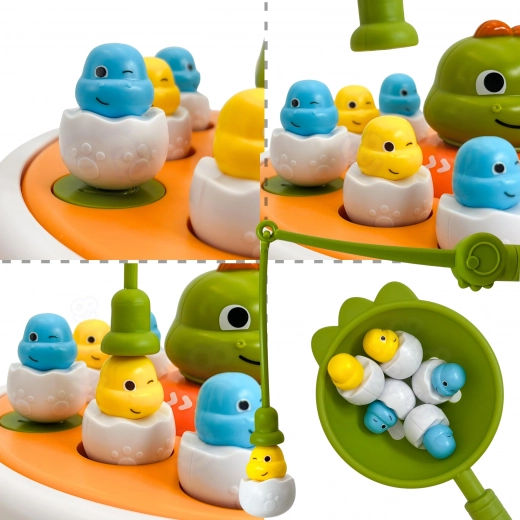 Magnetický rybolov s dino-kuriatkami