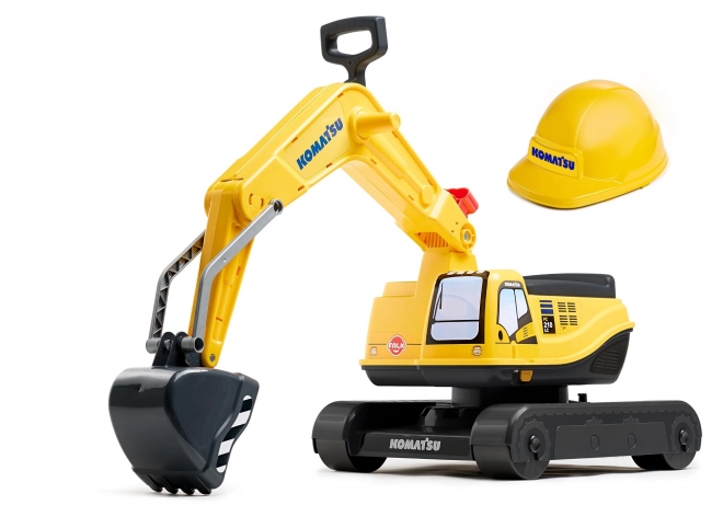 Detská otáčajúca sa bager Komatsu s helmou