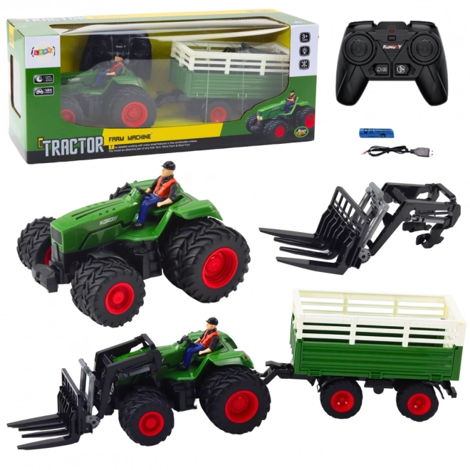Zábavný RC traktor s prívesom a vidlicami
