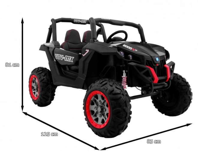 Detský kočík SuperStar čierny + pohon 4x4 + diaľkové ovládanie + úložný priestor + MP3 LED + zámok dverí