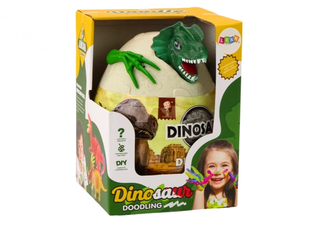 Jajo s dinosaurami na maľovanie farbky štetce DIY zelený