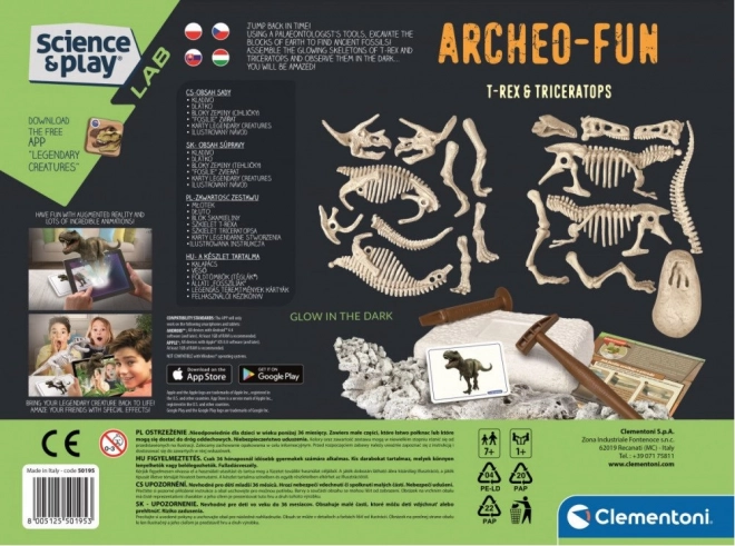 CLEMENTONI Science&Play ArcheoFun: T-Rex + Triceratops