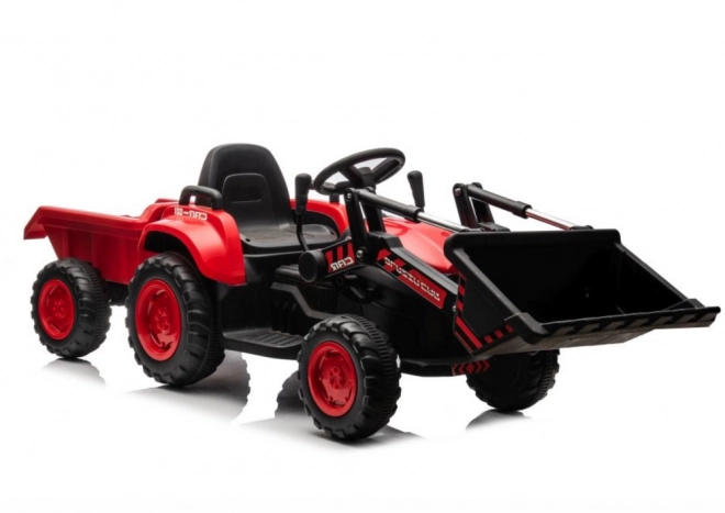 Detský červený traktor s nabíjacou batériou a lyžicou