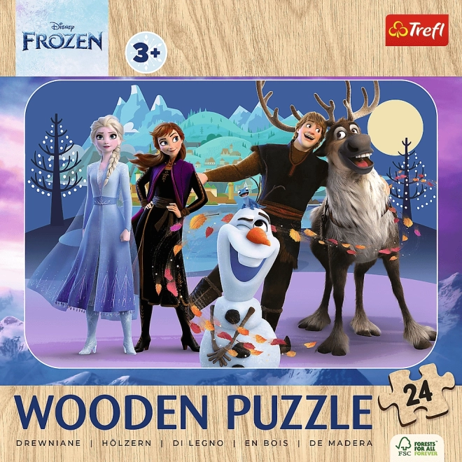 Drevené puzzle Ľadové kráľovstvo 24 dielikov