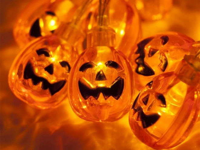 Halloweenské LED dýně na zavěšení 200cm