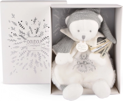 Doudou Darčeková sada - Plyšový medvedík s čiapkou 25 cm