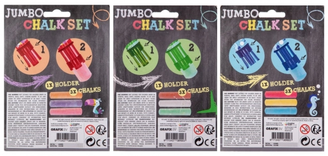 Chodníkové kriedy Jumbo s držiakom - 3 ks