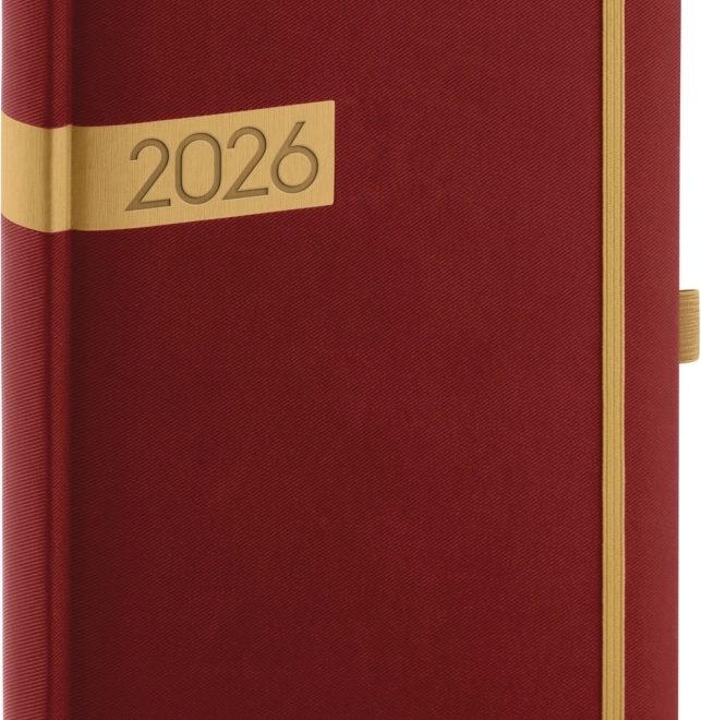 Denný diár 2026 bordó-zlatý 15 x 21 cm