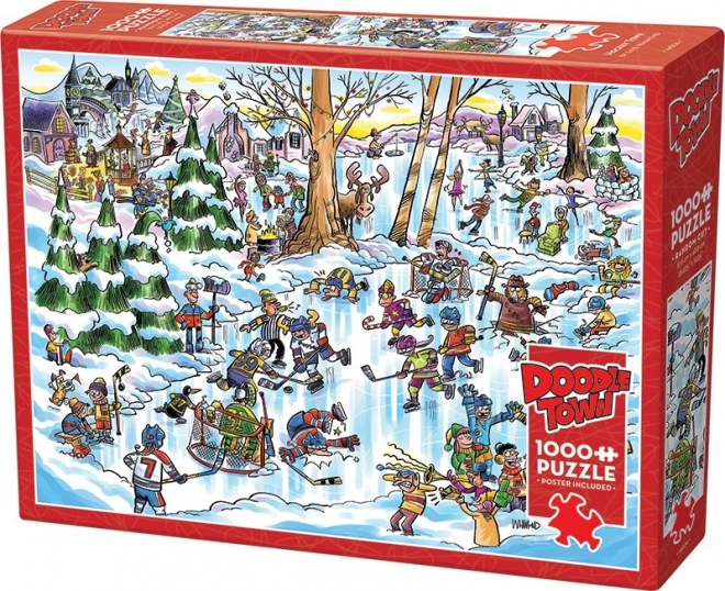 Puzzle DoodleTown: Hokejové mesto 1000 dielikov